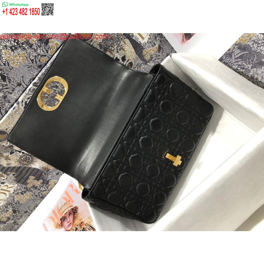 レプリカ ディオ Rm9243 ラージ カロ バッグ カーフスキン ブラック ロゴ ゴールド