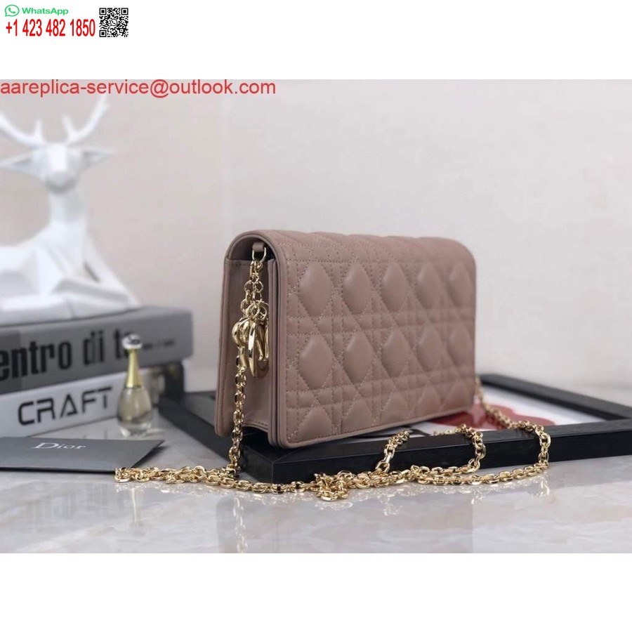 Réplique Dior S0204 Pochette Lady Dior Cuir De Veau Cannage Ultramatte Rose Clair