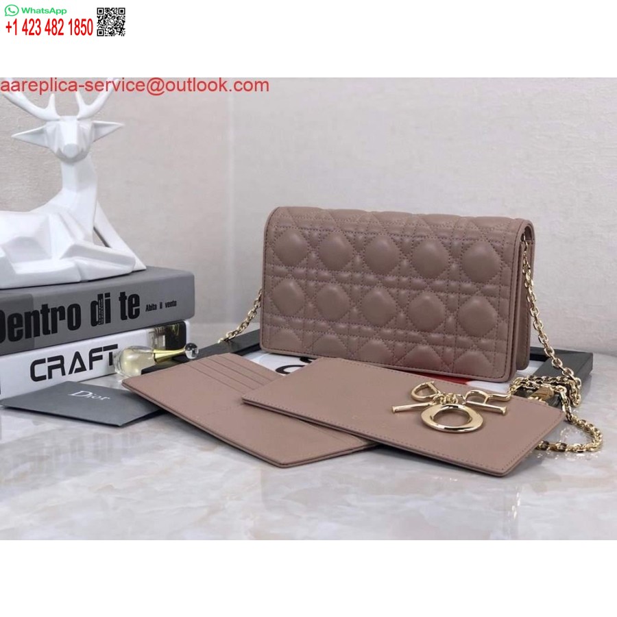 Réplique Dior S0204 Pochette Lady Dior Cuir De Veau Cannage Ultramatte Rose Clair