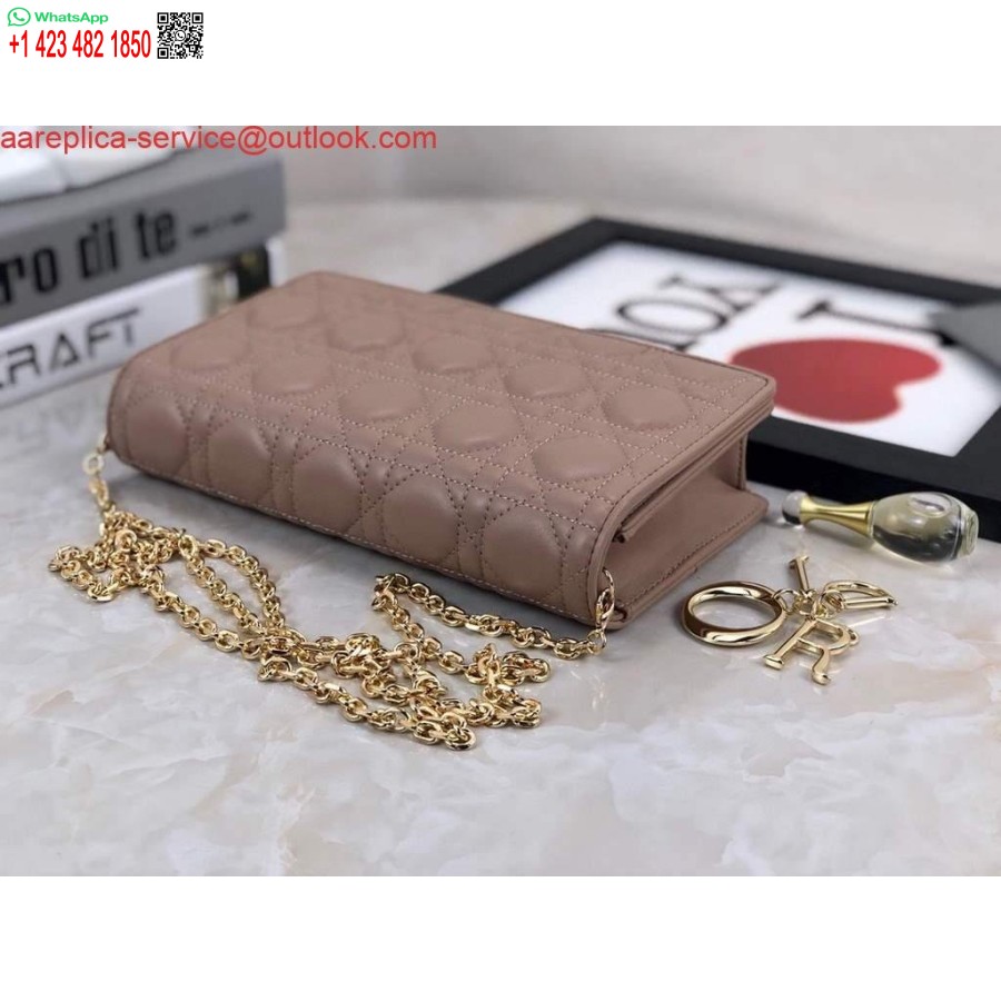 Réplique Dior S0204 Pochette Lady Dior Cuir De Veau Cannage Ultramatte Rose Clair