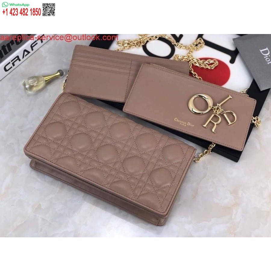 Réplique Dior S0204 Pochette Lady Dior Cuir De Veau Cannage Ultramatte Rose Clair