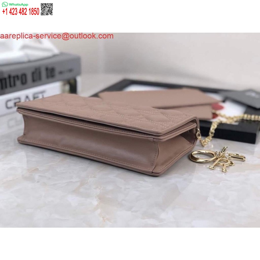 Réplique Dior S0204 Pochette Lady Dior Cuir De Veau Cannage Ultramatte Rose Clair