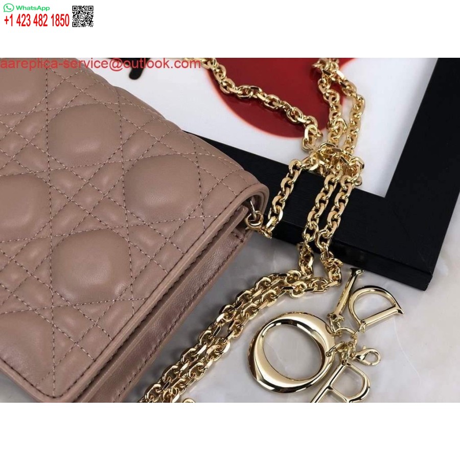 Réplique Dior S0204 Pochette Lady Dior Cuir De Veau Cannage Ultramatte Rose Clair