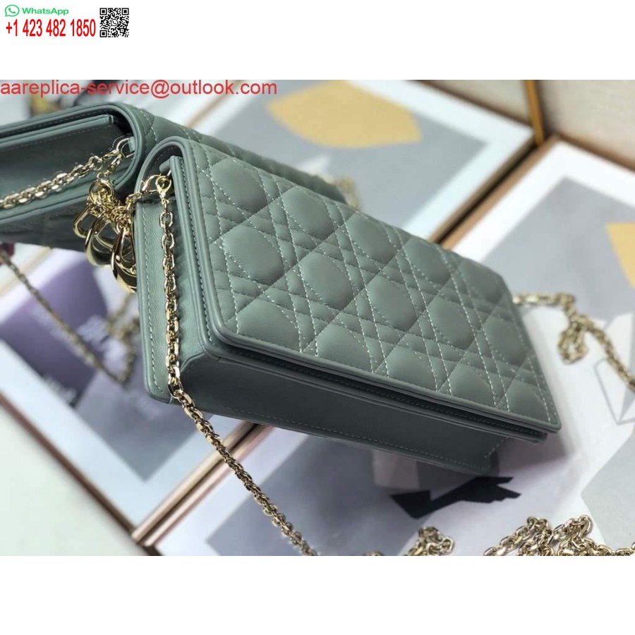 Replica Dior S0204 Lady Dior Pouch Ultramatte Cannage Calfskin Light green