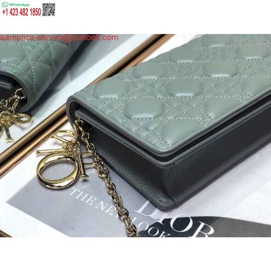 Replica Dior S0204 Lady Dior Pouch Ultramatte Cannage Calfskin Light green