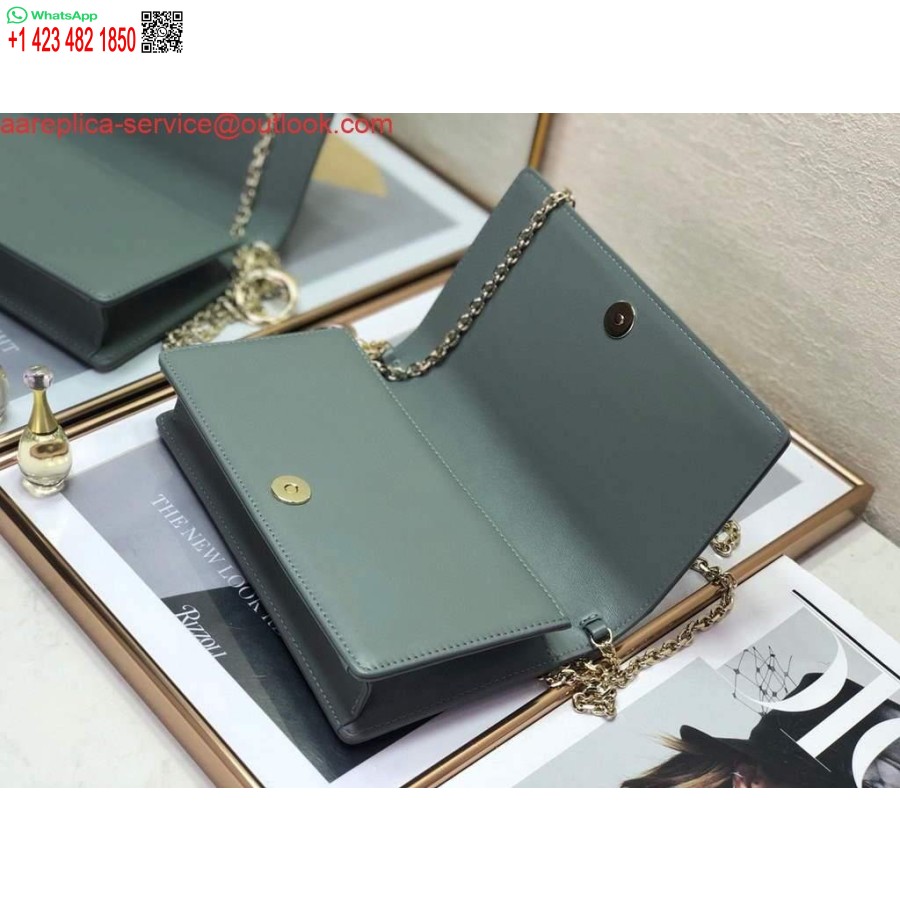 Replica Dior S0204 Lady Dior Pouch Ultramatte Cannage Calfskin Light green