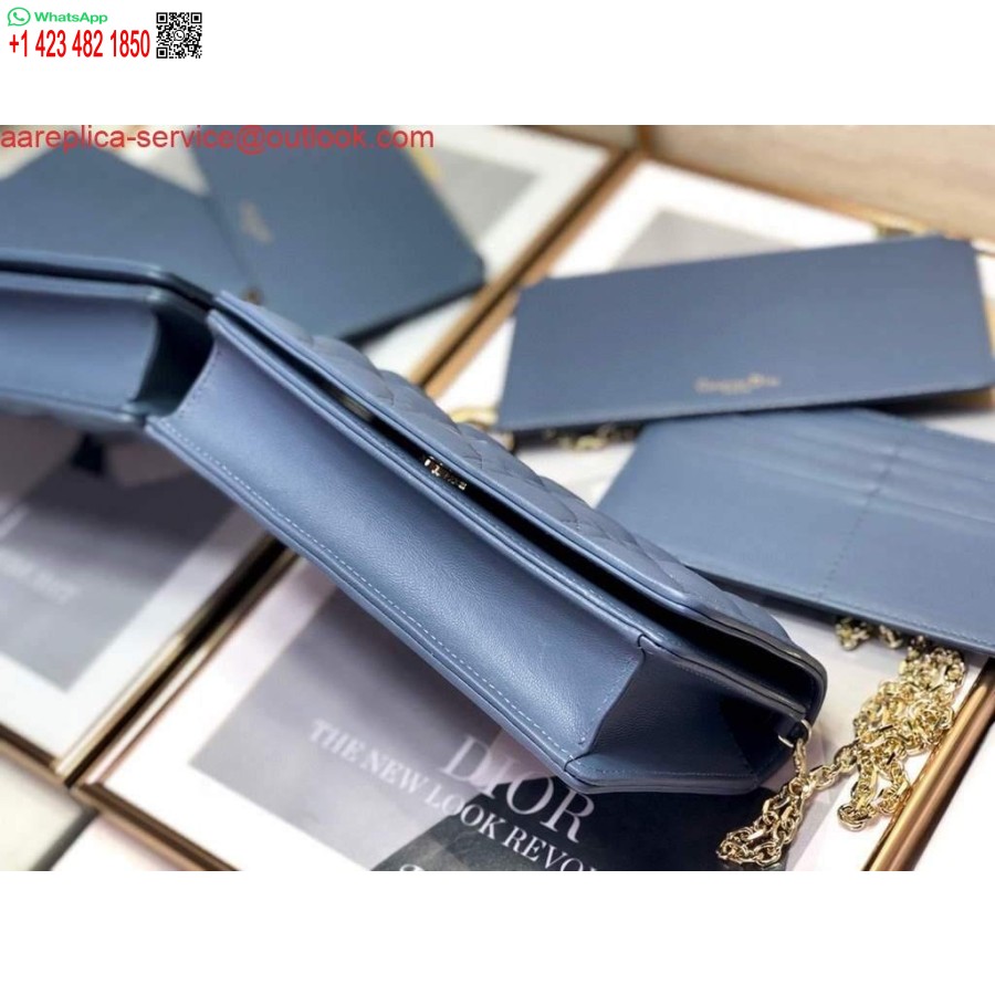 Replica Dior S0204 Lady Dior Påse Ultramatt Cannage Kalvskinn Blå