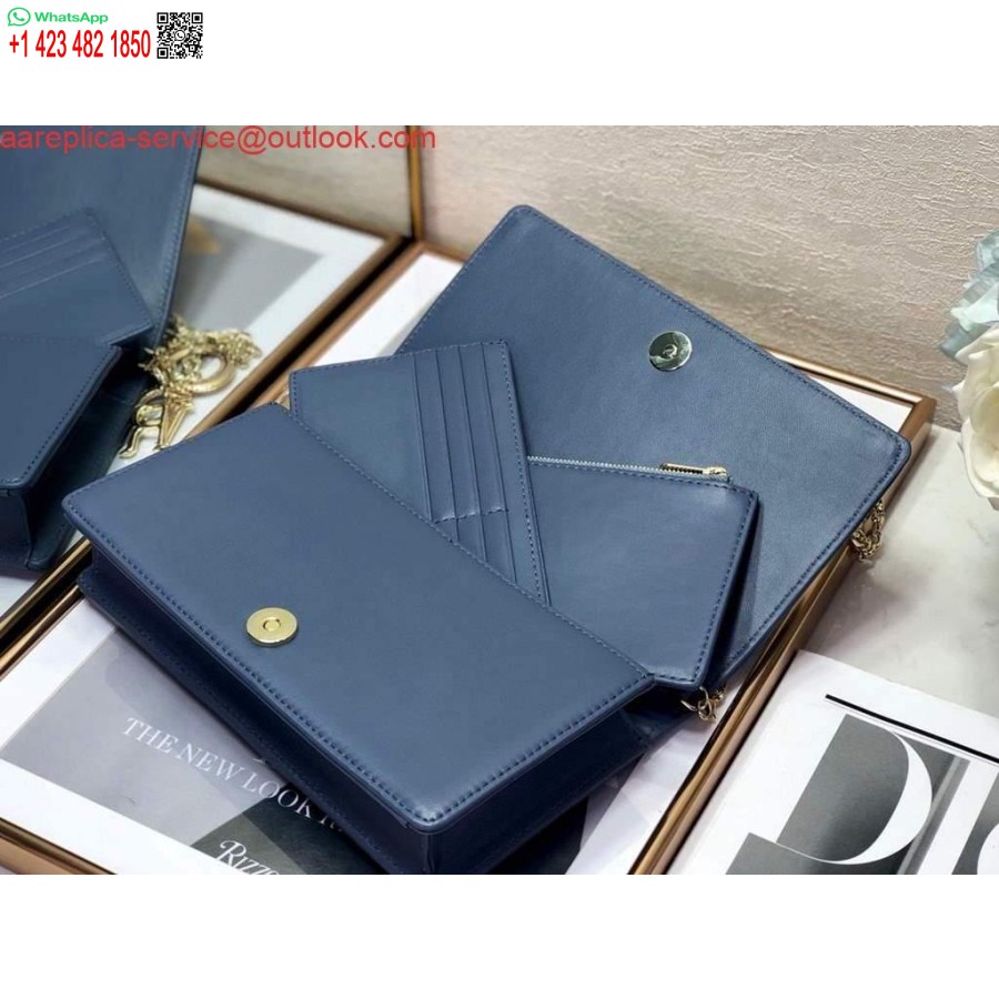 Replica Dior S0204 Lady Dior Påse Ultramatt Cannage Kalvskinn Blå