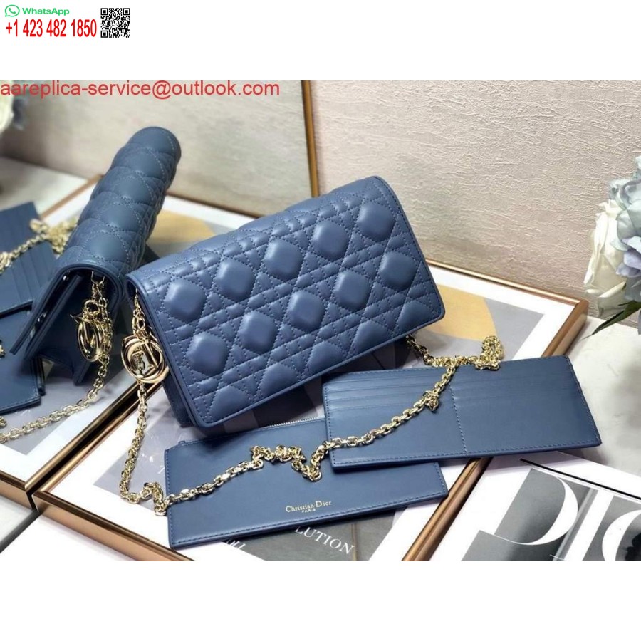 Replica Dior S0204 Custodia Lady Dior In Pelle Di Vitello Cannage Ultra Opaca Blu