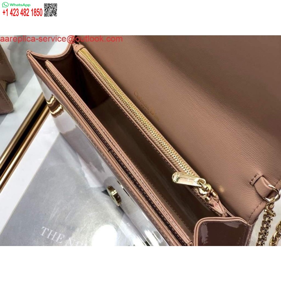 Replica Dior S0204 Lady Dior Pouch Patent Cannage Calfskin Light Pink