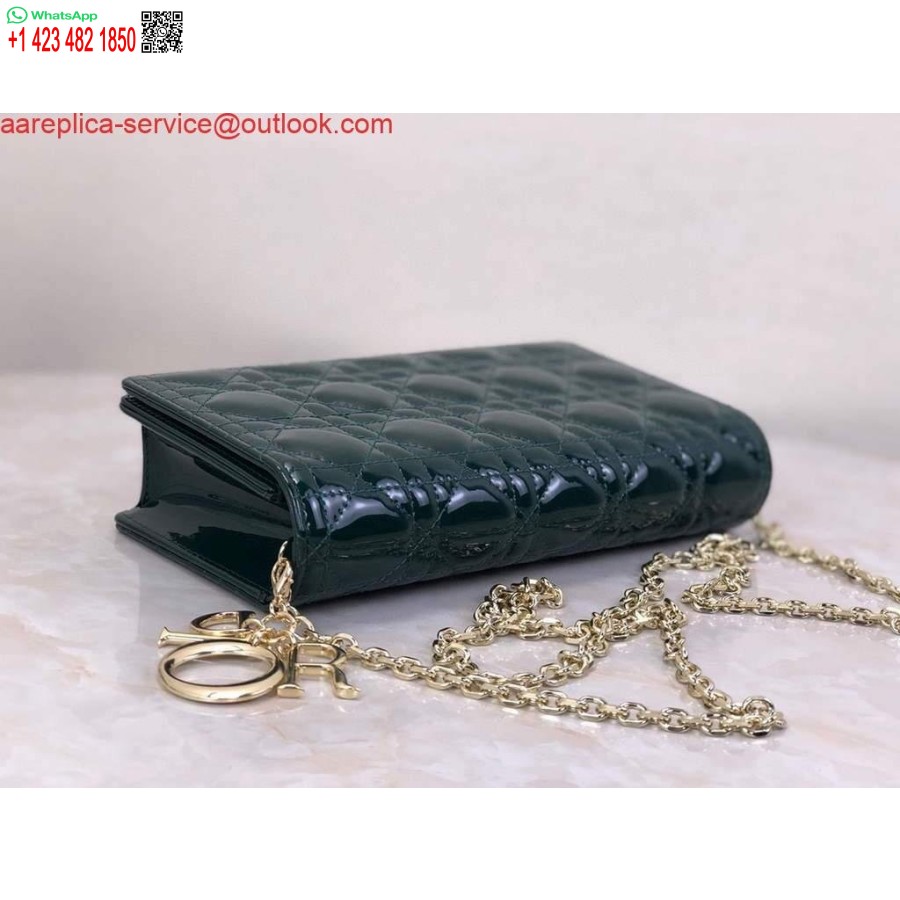Replica Dior S0204 Lady Dior Pussi Patentoitu Cannage Vasikannahka Tummanvihreä