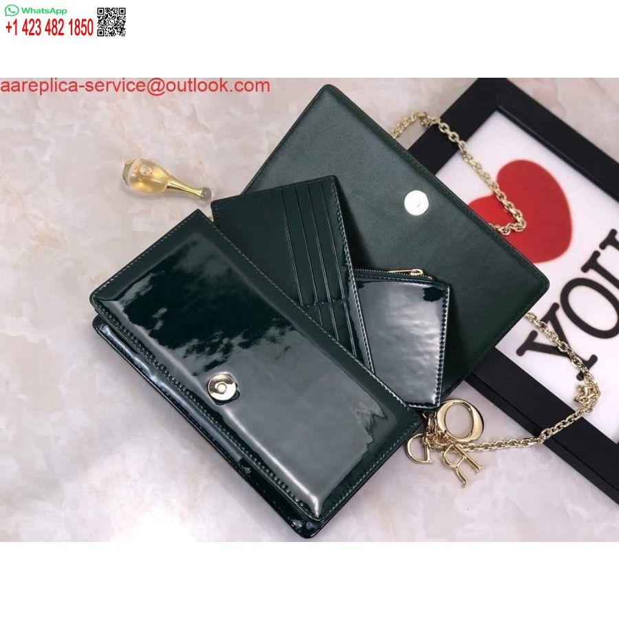 Replica Dior S0204 Lady Dior Pussi Patentoitu Cannage Vasikannahka Tummanvihreä