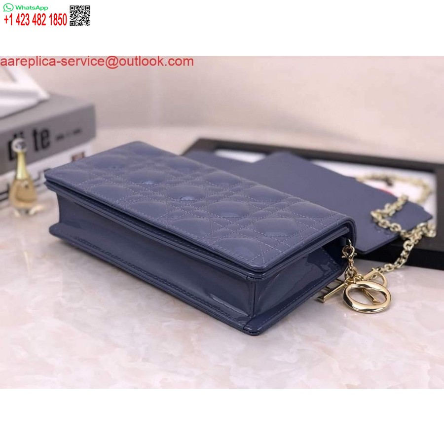 Replika Dior S0204 ženska Dior Torbica Patentirana Cannage Teleća Koža Plava