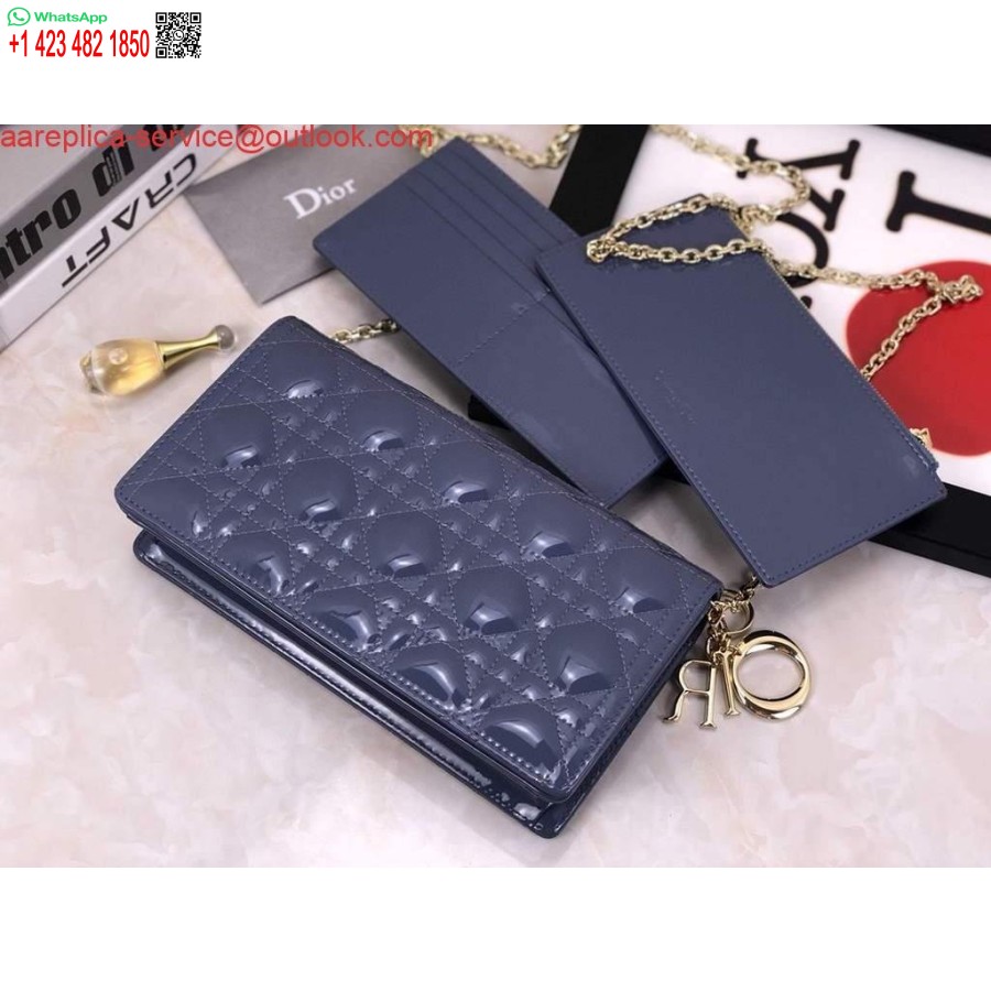 Replika Dior S0204 ženska Dior Torbica Patentirana Cannage Teleća Koža Plava