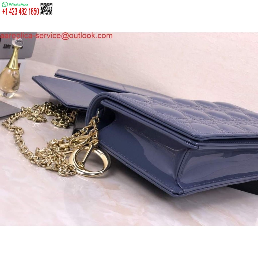 Replika Dior S0204 ženska Dior Torbica Patentirana Cannage Teleća Koža Plava