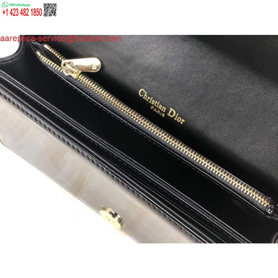 Replika Dior S0204 Lady Dior Púzdro Patent Cannage Teľacia Koža čierna