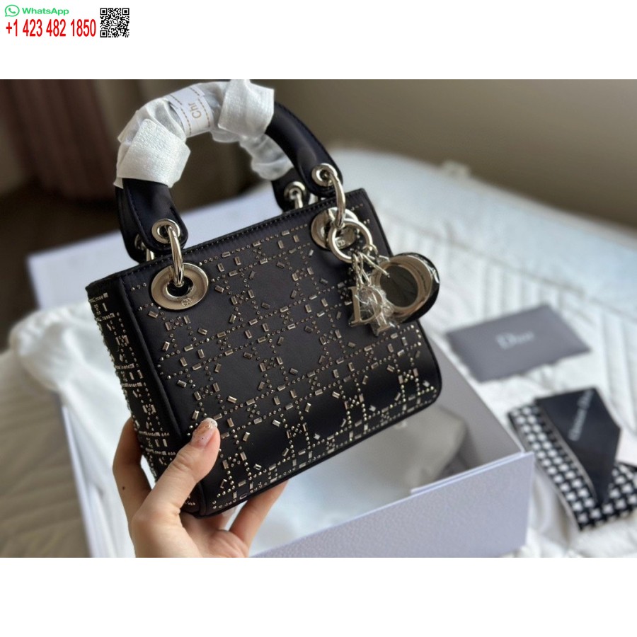 New Arrival DIOR PRINCESS ANNA TOTE BAG Black Diamond Handbag