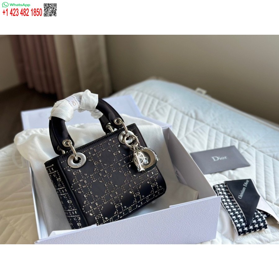 New Arrival DIOR PRINCESS ANNA TOTE BAG Black Diamond Handbag