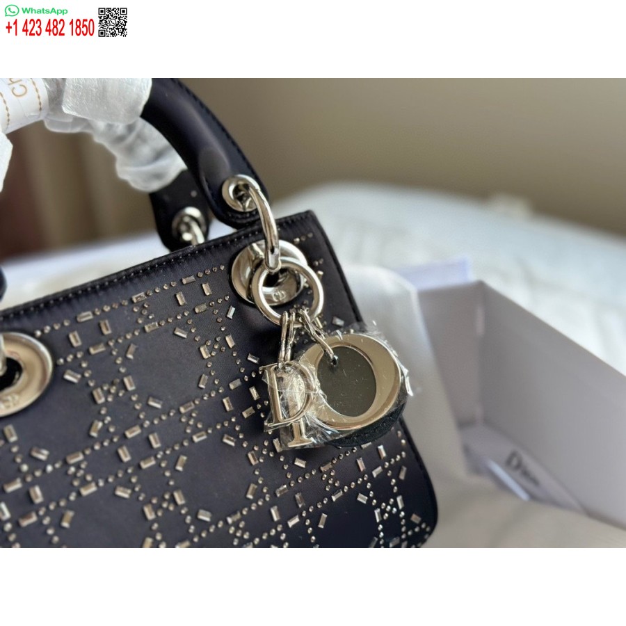 New Arrival DIOR PRINCESS ANNA TOTE BAG Black Diamond Handbag