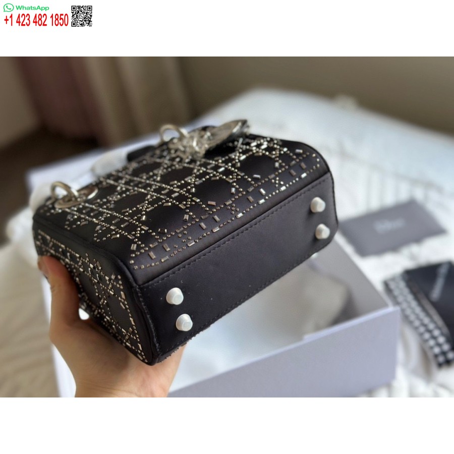 New Arrival DIOR PRINCESS ANNA TOTE BAG Black Diamond Handbag