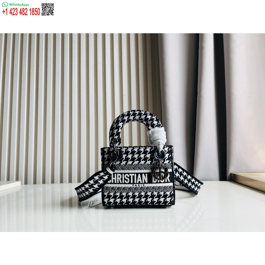 2024 Dior Princess Anna Draagtas, Handtas Met Zwart Wit Hertenborduurwerk