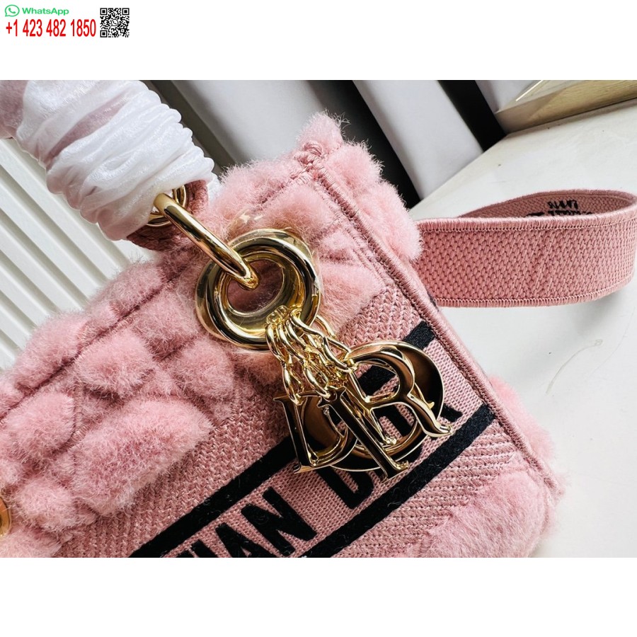 2024 Dior Princess Anna Tote Bag Geanta De Mana Broderie Cerb Roz