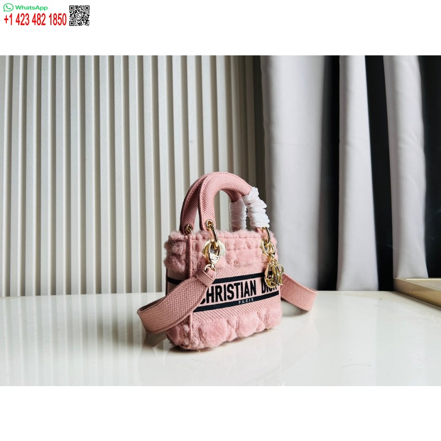 2024 Dior Princess Anna Tote Bag Geanta De Mana Broderie Cerb Roz