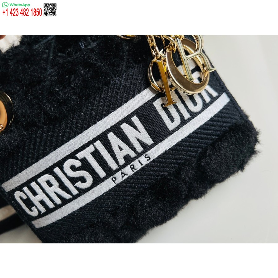 2024 M. Dior Princesė Annos Krepšys Juodo Elnio Siuvinėjimas