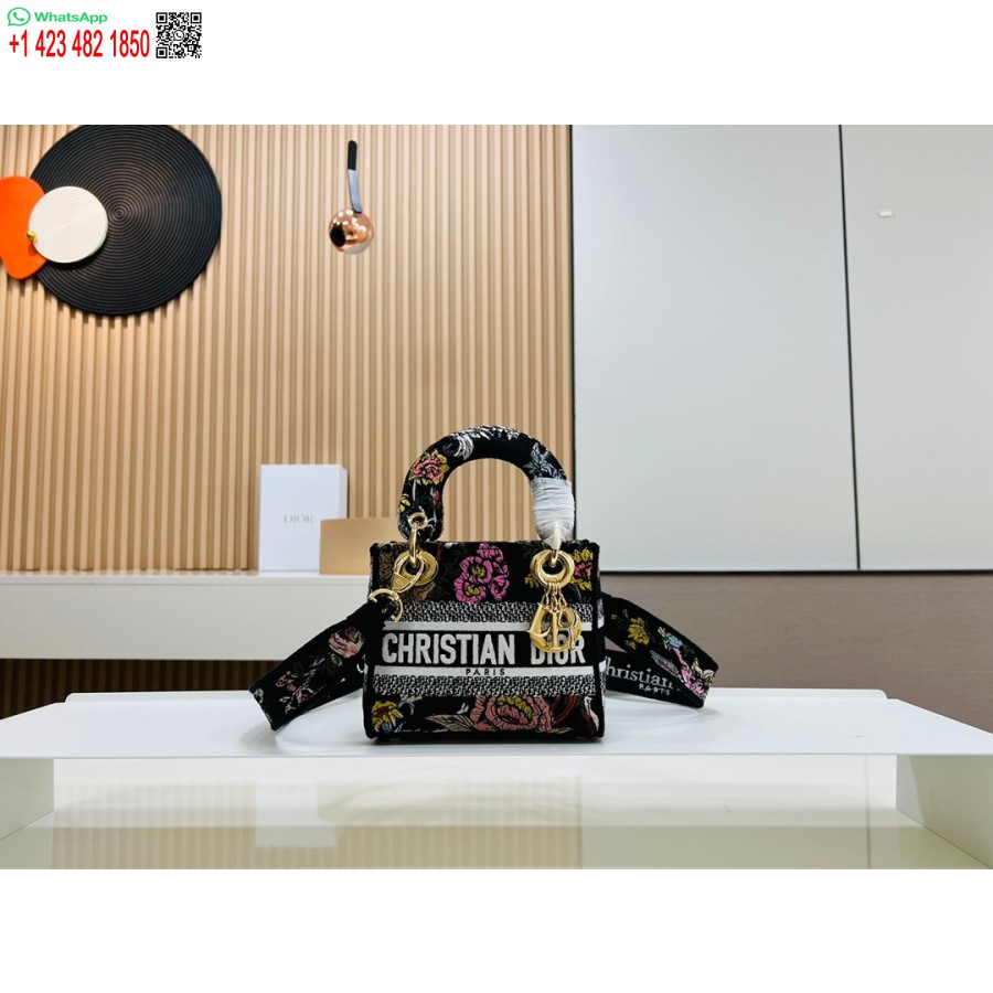 2024 Dior Princess Anna Tote Bag Broderie De Cerb Multicolor Negru