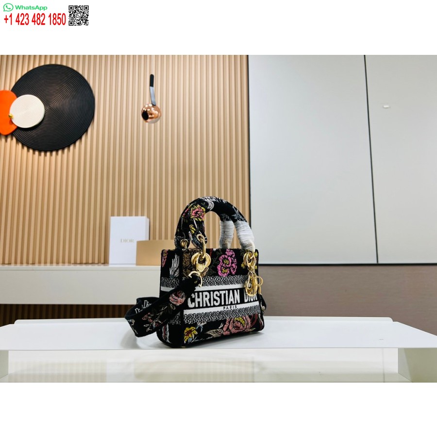 2024 Dior Princess Anna Tote Bag Broderie De Cerb Multicolor Negru