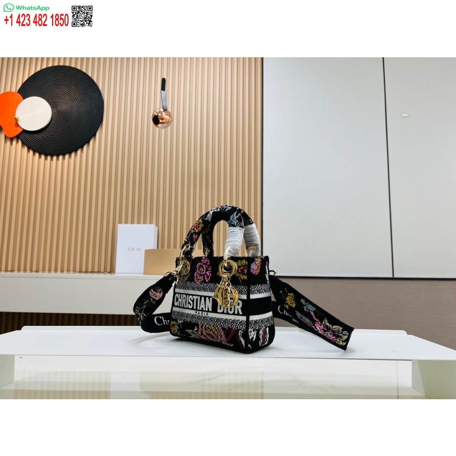 2024 Dior Princess Anna Tote Bag Broderie De Cerb Multicolor Negru