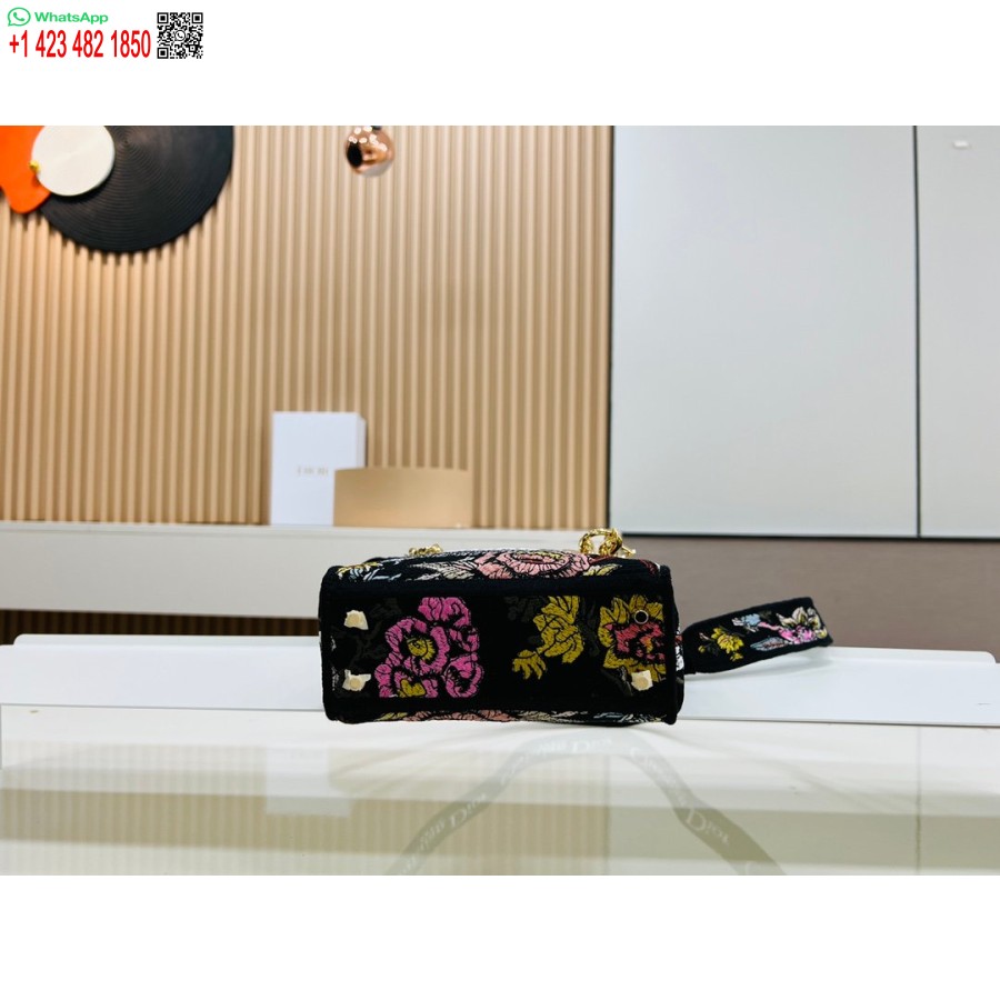 2024 Dior Princess Anna Tote Bag Broderie De Cerb Multicolor Negru