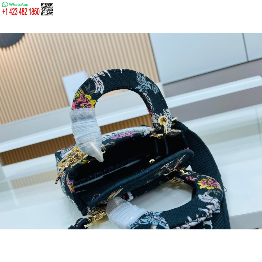 2024 Dior Princess Anna Tote Bag Broderie De Cerb Multicolor Negru