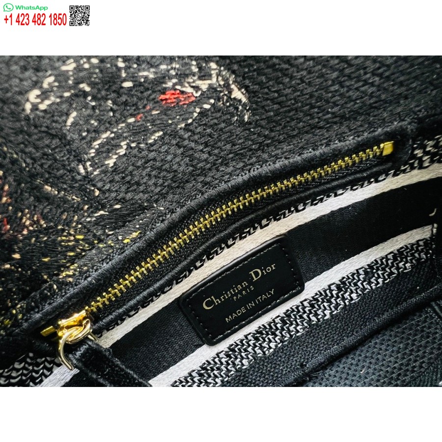 2024 Dior Princess Anna Tote Bag Broderie De Cerb Multicolor Negru