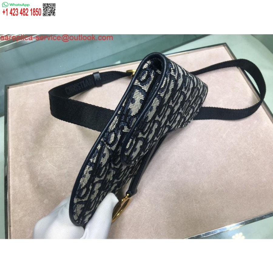 Réplica De Riñonera Dior S5632 Jacquard Azul Dior Oblique