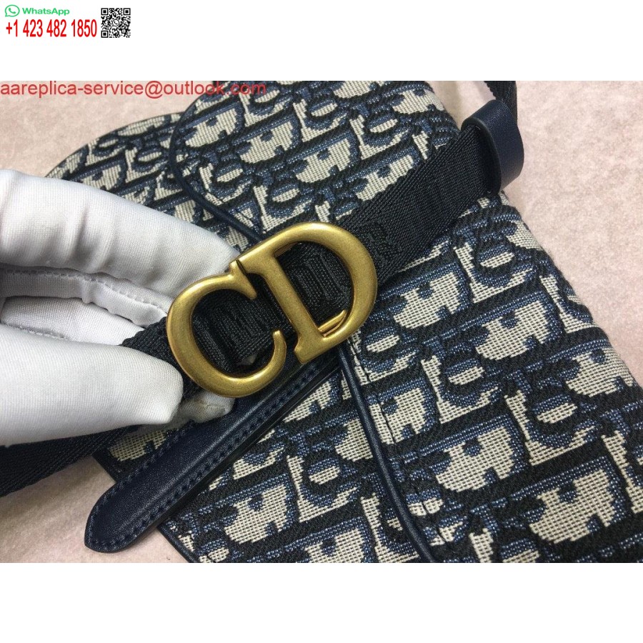 Réplica De Riñonera Dior S5632 Jacquard Azul Dior Oblique