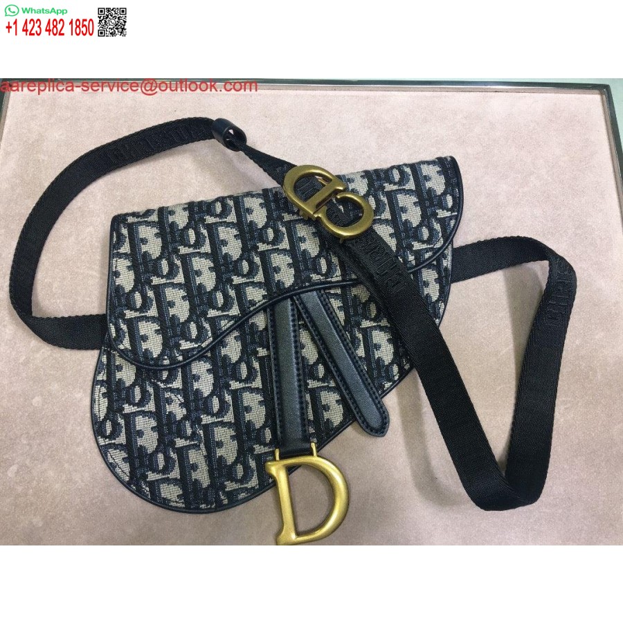 Réplica De Riñonera Dior S5632 Jacquard Azul Dior Oblique