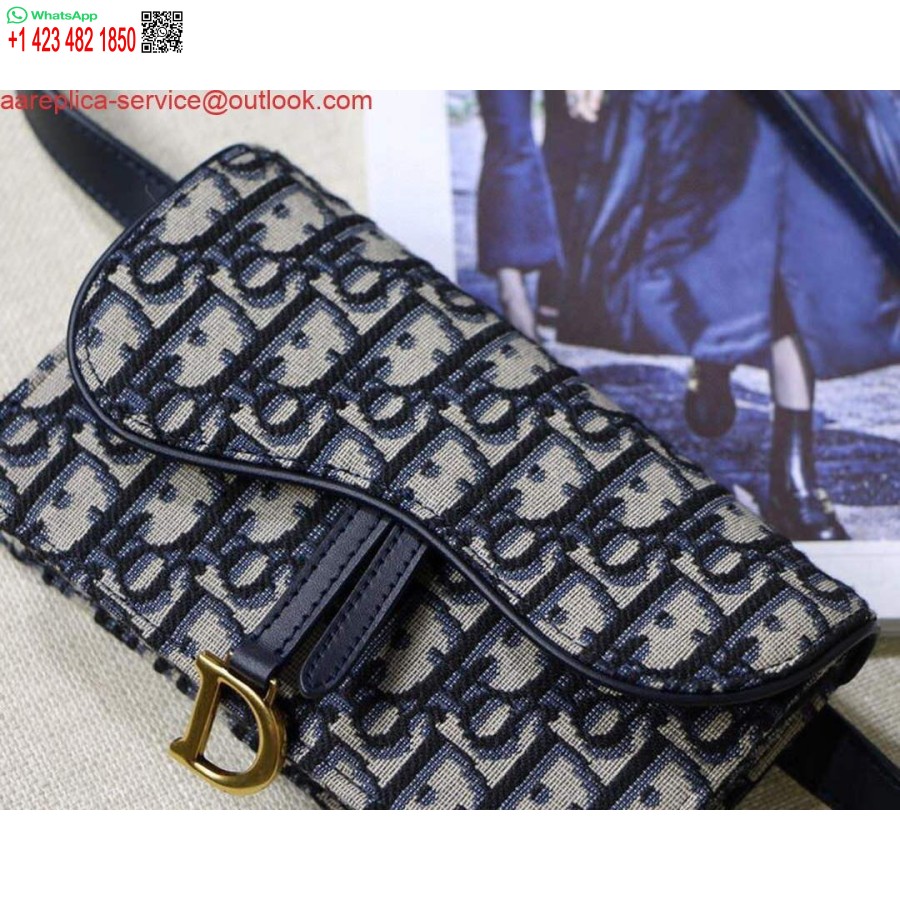 Replica Marsupio Da Sella Dior S5619 Blu Dior Jacquard Obliquo