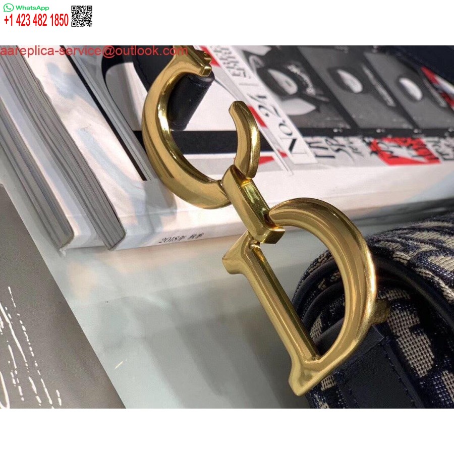 Réplica De Bolsa De Selim Dior M0446 Azul Dior Jacquard Oblíquo