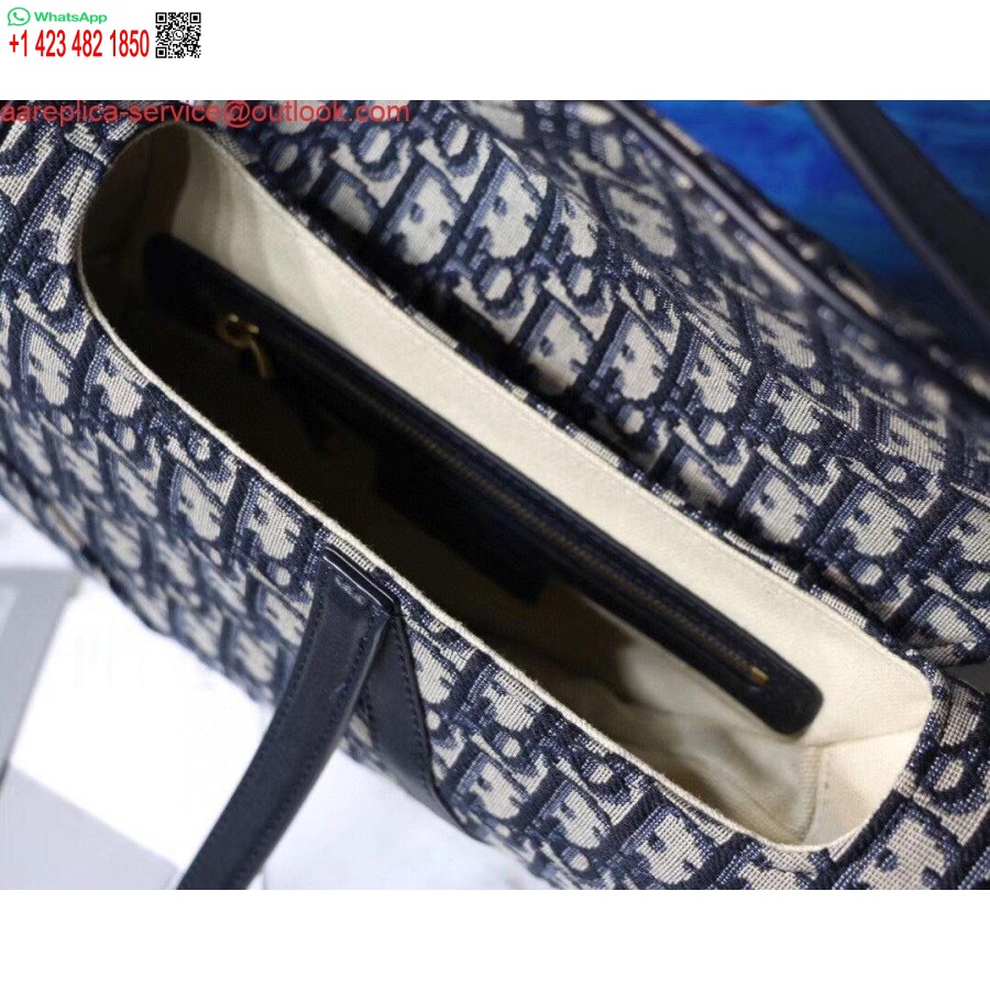 Réplica De Bolsa De Selim Dior M0446 Azul Dior Jacquard Oblíquo