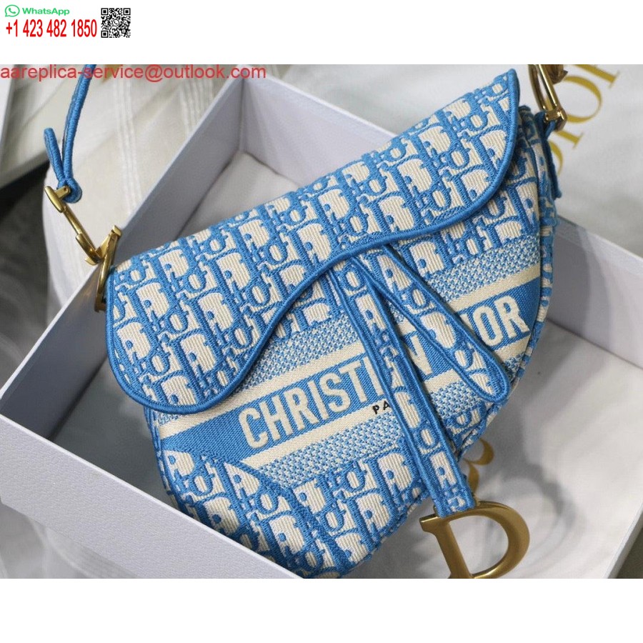 Réplique Sac De Selle Dior Bordeaux Dior Oblique Jacquard M0446 Bleu