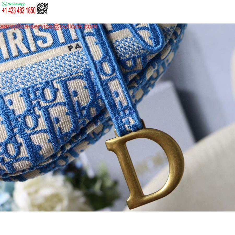 Réplique Sac De Selle Dior Bordeaux Dior Oblique Jacquard M0446 Bleu