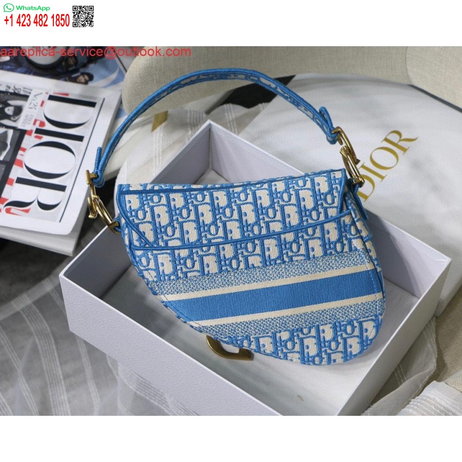 Réplique Sac De Selle Dior Bordeaux Dior Oblique Jacquard M0446 Bleu