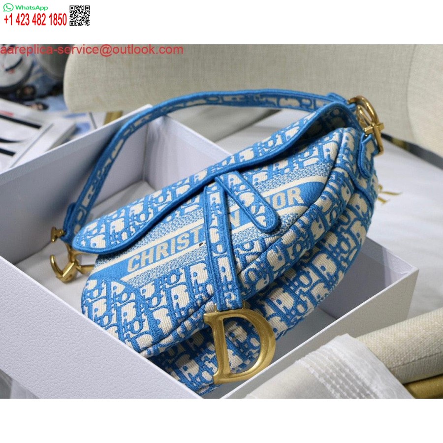Réplique Sac De Selle Dior Bordeaux Dior Oblique Jacquard M0446 Bleu