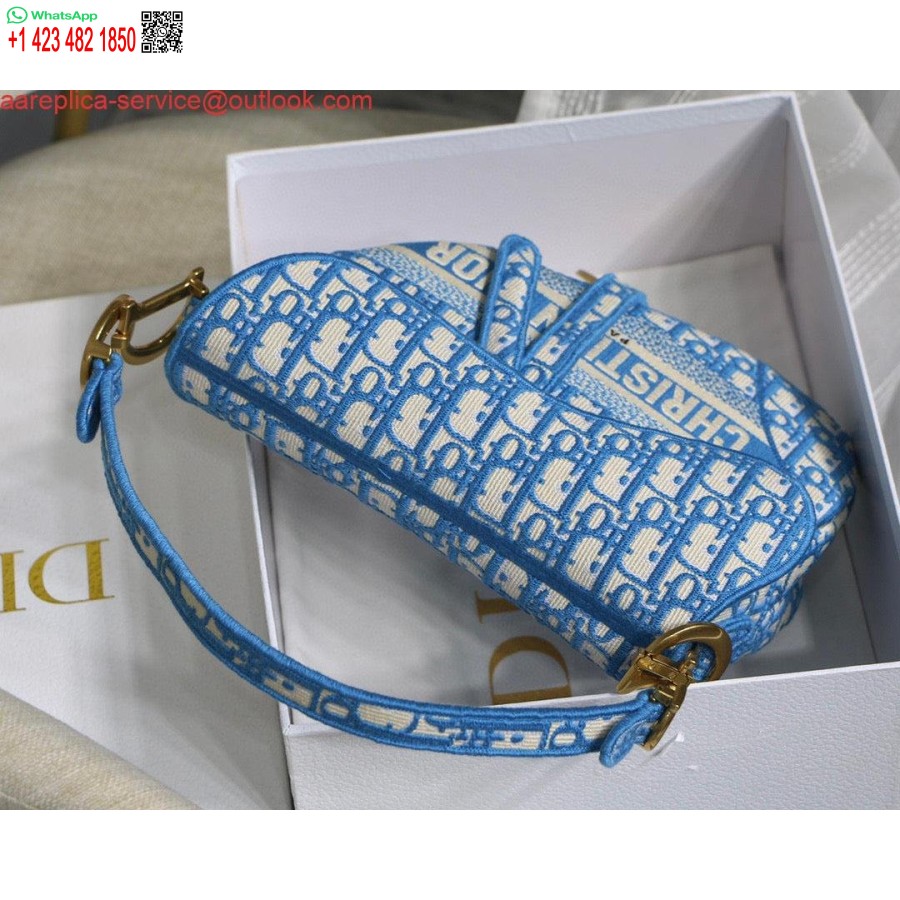 Réplique Sac De Selle Dior Bordeaux Dior Oblique Jacquard M0446 Bleu