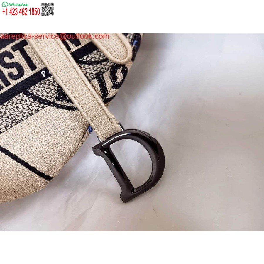 Replica Dior Satulalaukku Beige Juuttikangas Brodeerattu M0446