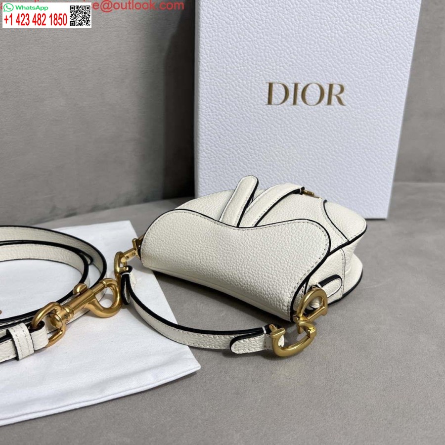 Replica Dior S5685 Mikro Sadulakott Rihmaga Helepunase Valge Kitsenahaga