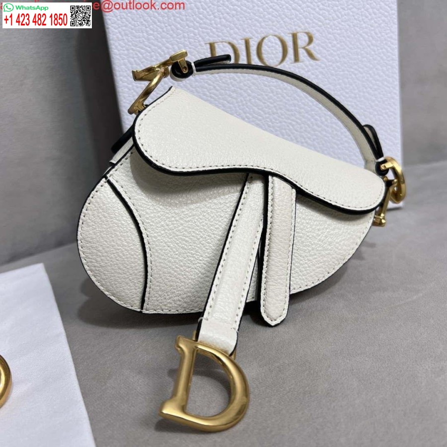 Replica Dior S5685 Mikro Sadulakott Rihmaga Helepunase Valge Kitsenahaga