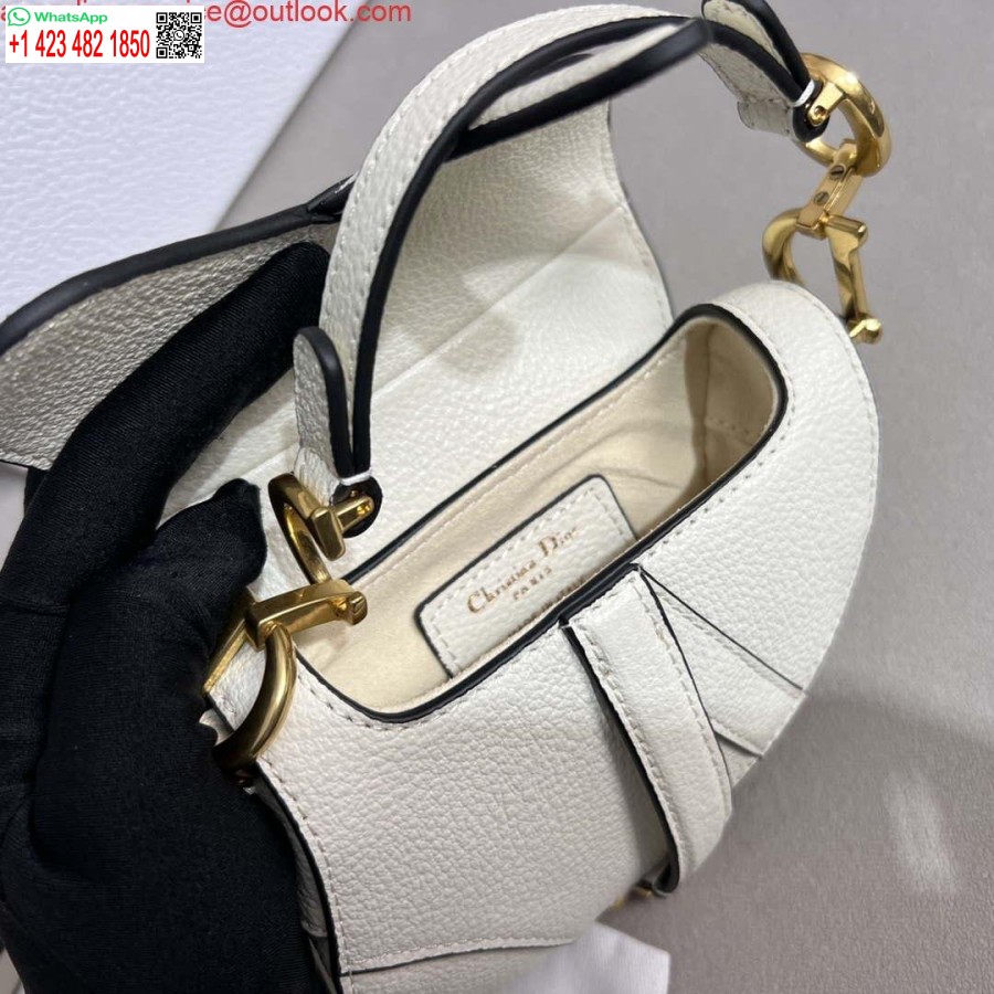 Replica Dior S5685 Mikro Sadulakott Rihmaga Helepunase Valge Kitsenahaga