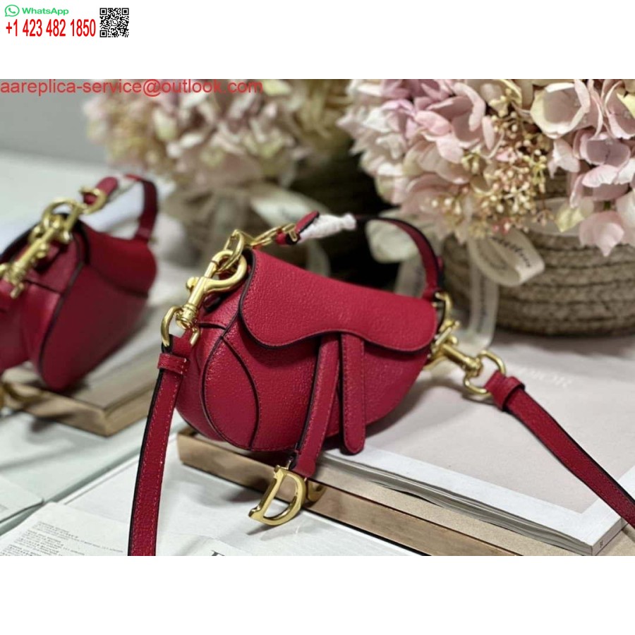 Replica Dior S5685 Mikrosatulalaukku, Jossa Hihna Tulipunainen Vuohennahka